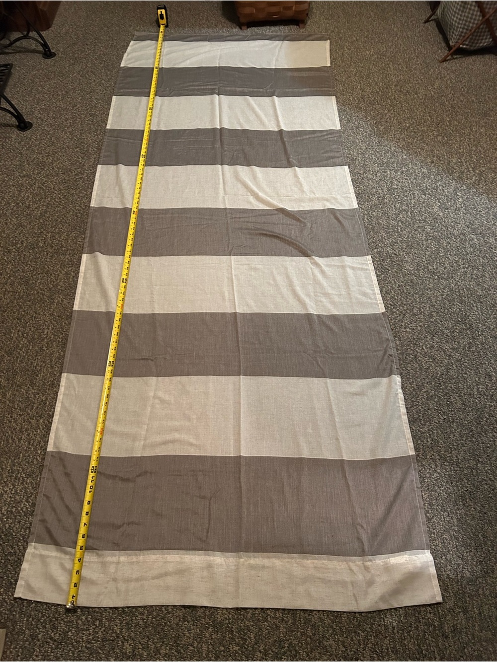 2 Wide Cabana Stripe Taupe/Cream Curtain Panels Light filtering,airy. Duck River